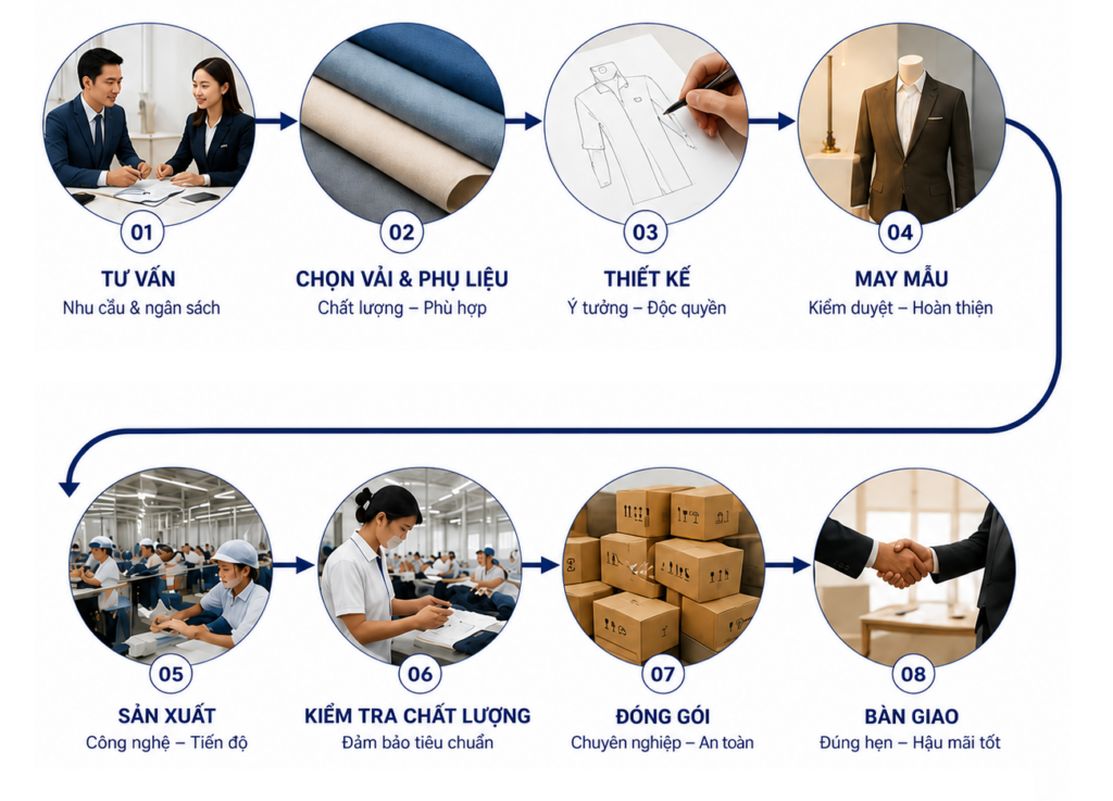 Quy Trình Sản Xuất Đồng Phục Chuyên Nghiệp Tại DDX Uniform & Fashion