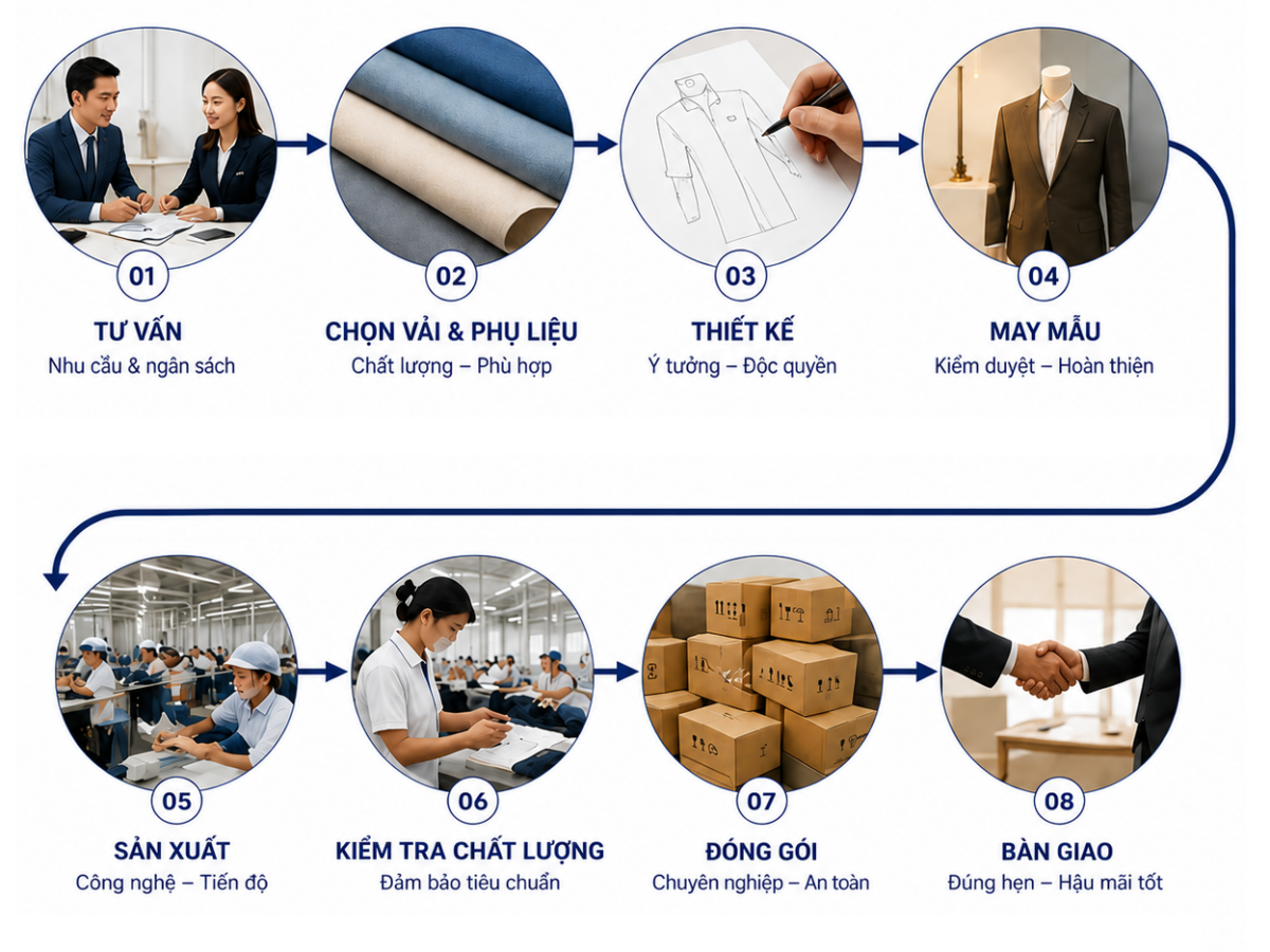 Quy Trình Sản Xuất Đồng Phục Chuyên Nghiệp Tại DDX Uniform & Fashion